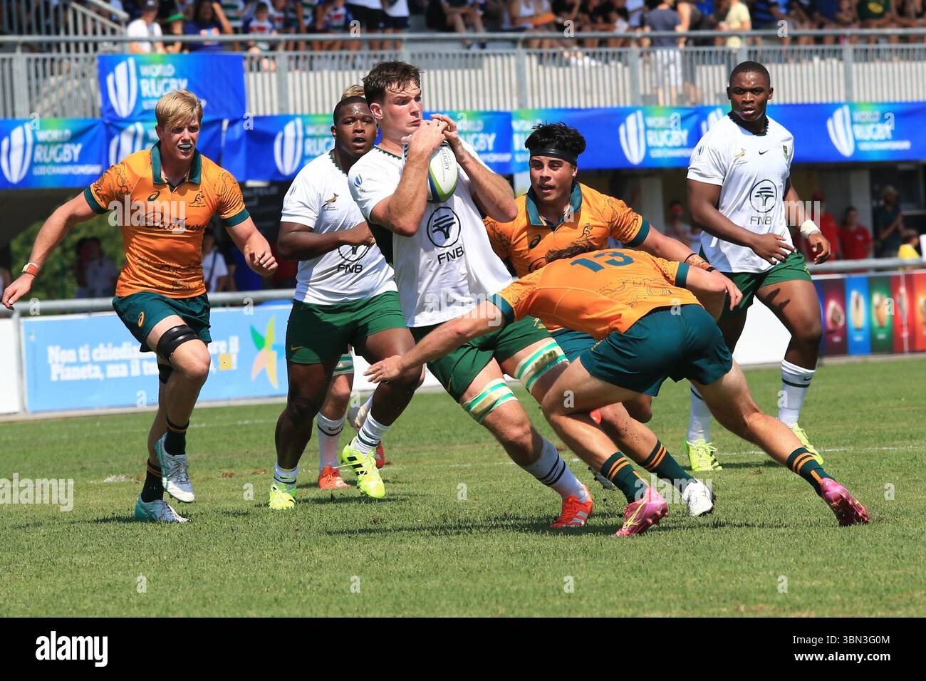 Calvisano, Italie. 29 juin 2025. Joueur sud-africain en action lors du match du championnat du monde de rugby U 20 opposant l'Australie et l'Afrique du Sud au San Michele Stadium. (Crédit : Federico Zovadelli/Alamy Live News) Banque D'Images