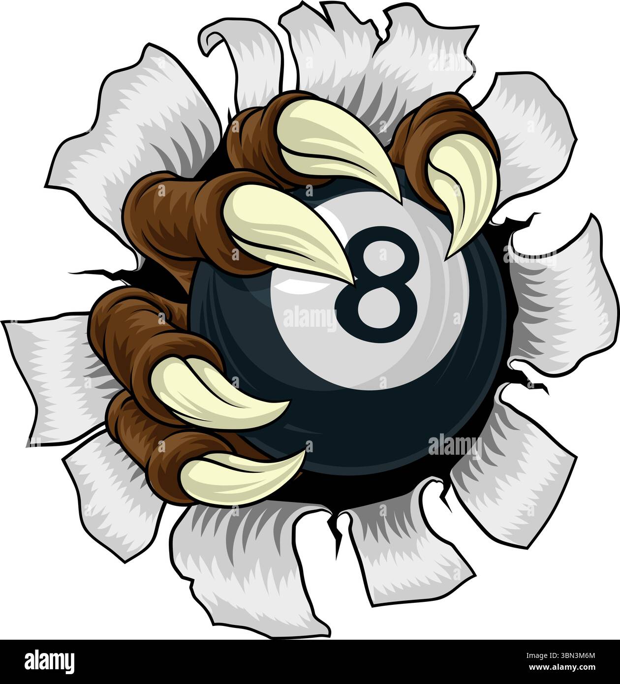Pool Black huit ball Claw Cartoon Monster Hand Illustration de Vecteur