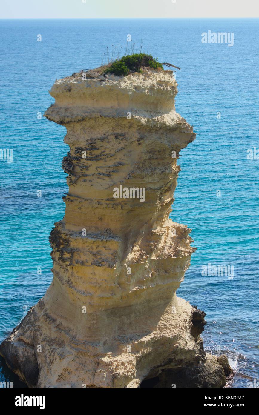 Roche de mer à Torre Sant'Andrea, côte du Salento, Pouilles, ITALIE Banque D'Images