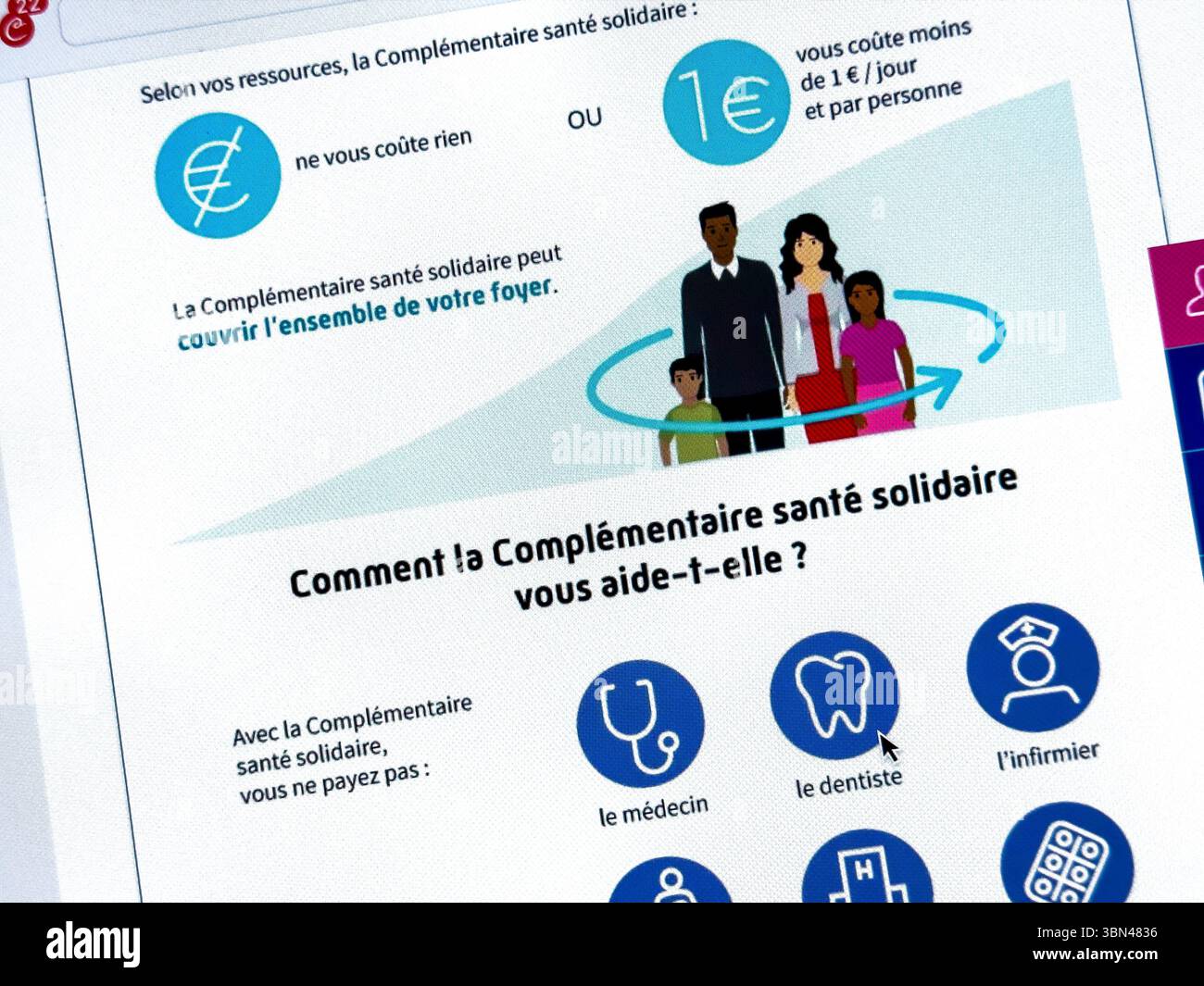 France. Natures mortes sur le thème de la santé solidaire complémentaire. Banque D'Images