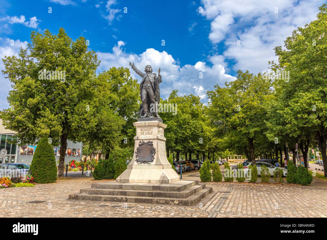 France, Jura, Franche-Comté, région Bourgogne-Franche-Comté, Lons-le-Saunier. La statue de Rouget de Lisle Banque D'Images