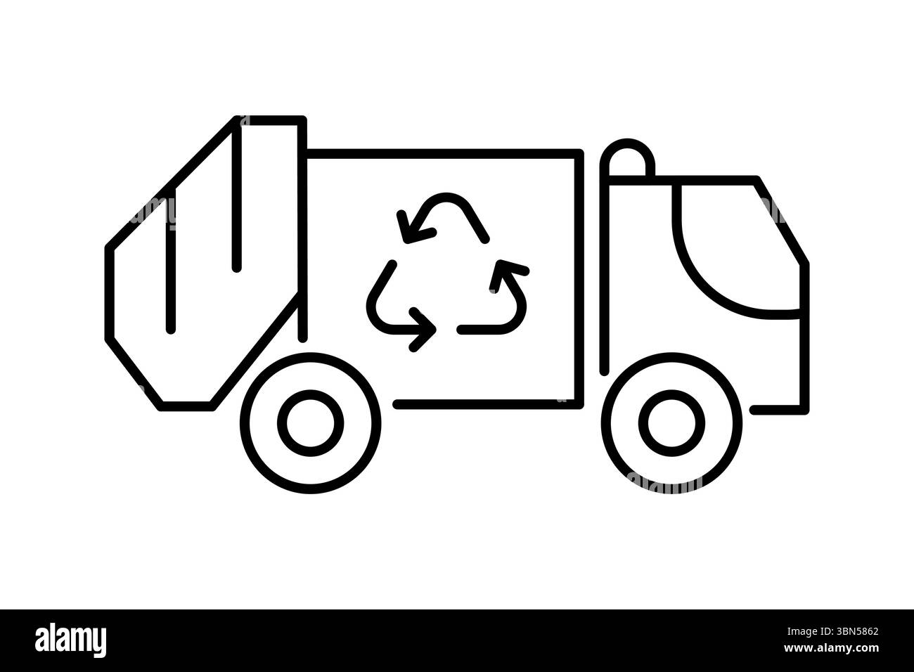 Icône de ligne de camion poubelle. Véhicule pour l'élimination des déchets. Camion de recyclage. Protection de l'environnement. Durabilité, collecte et transport des déchets vecteur Illustration de Vecteur