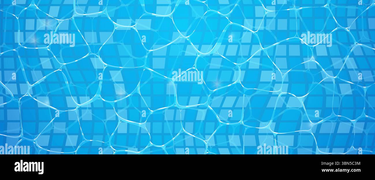 Motif d'ondes ondulées de surface d'eau bleue. Surface de la piscine d'eau texture d'été fond propre aquatique. Illustration de Vecteur