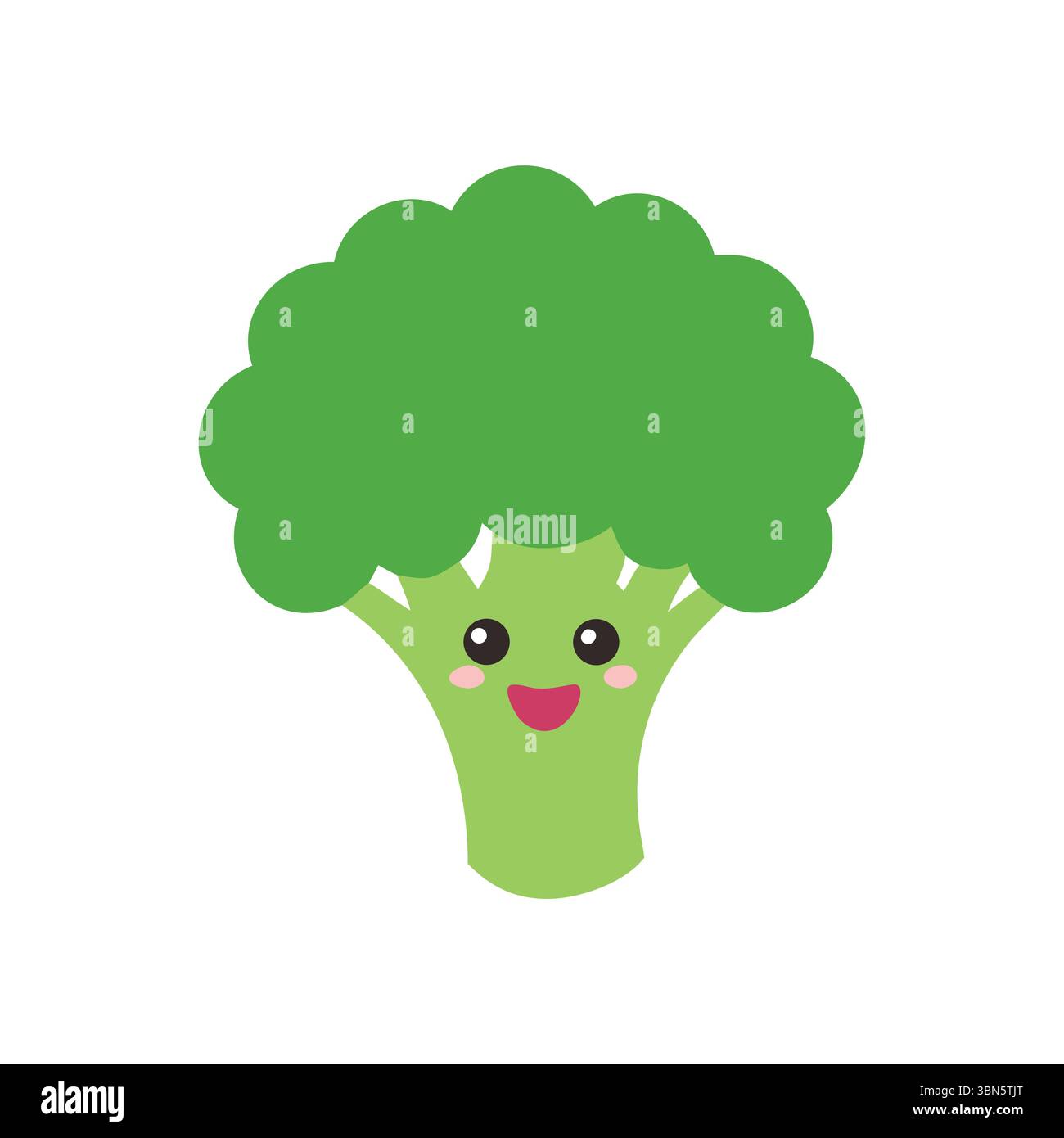 Joli brocoli Cartoon – caractère végétal vert joyeux Illustration de Vecteur