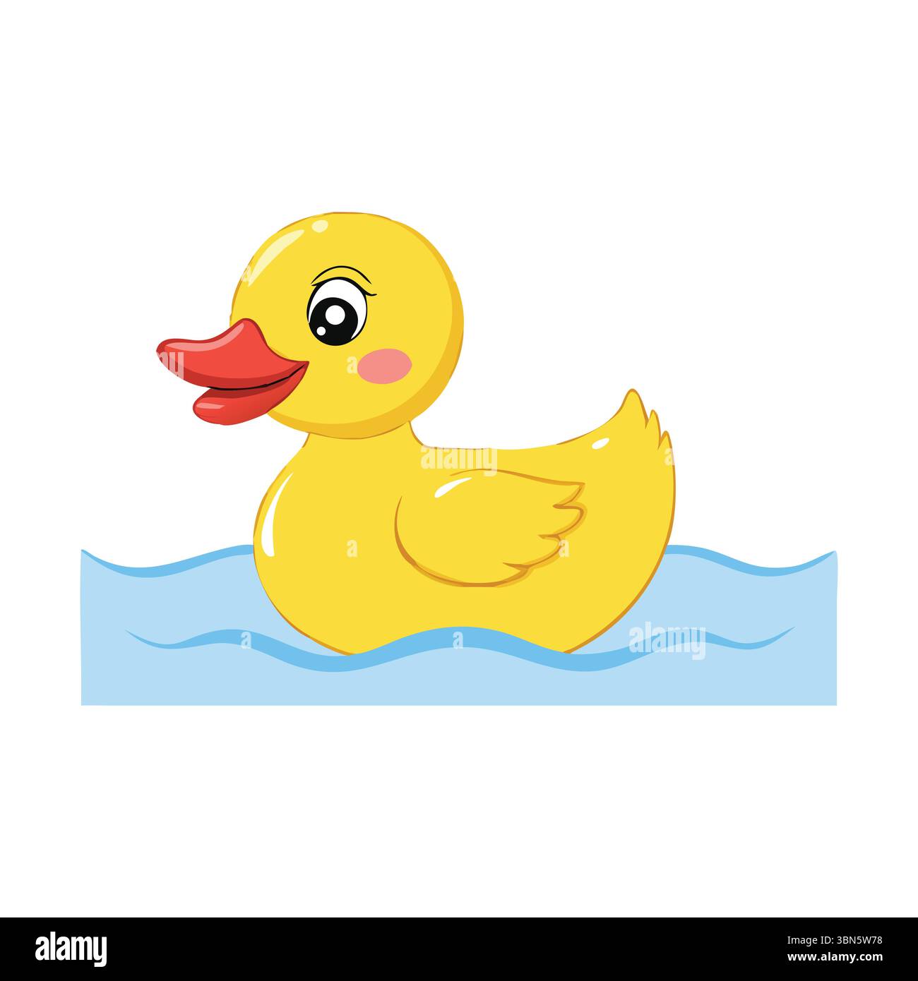 Cute Cartoon Duck - adorable personnage jaune nageant dans l'eau Illustration de Vecteur