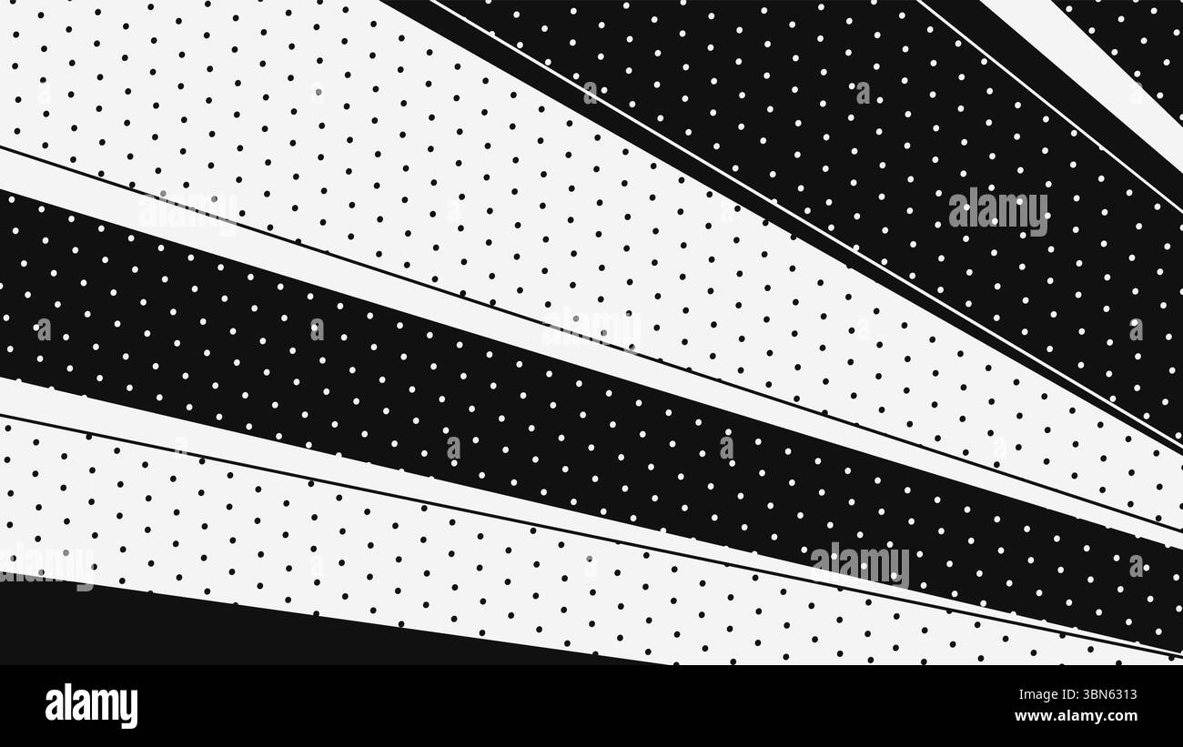 Un fond abstrait noir et blanc. Une toile de fond élégante avec des formes géométriques diagonales en noir et blanc. Un arrière-plan gris en pointillés. Illustration de Vecteur