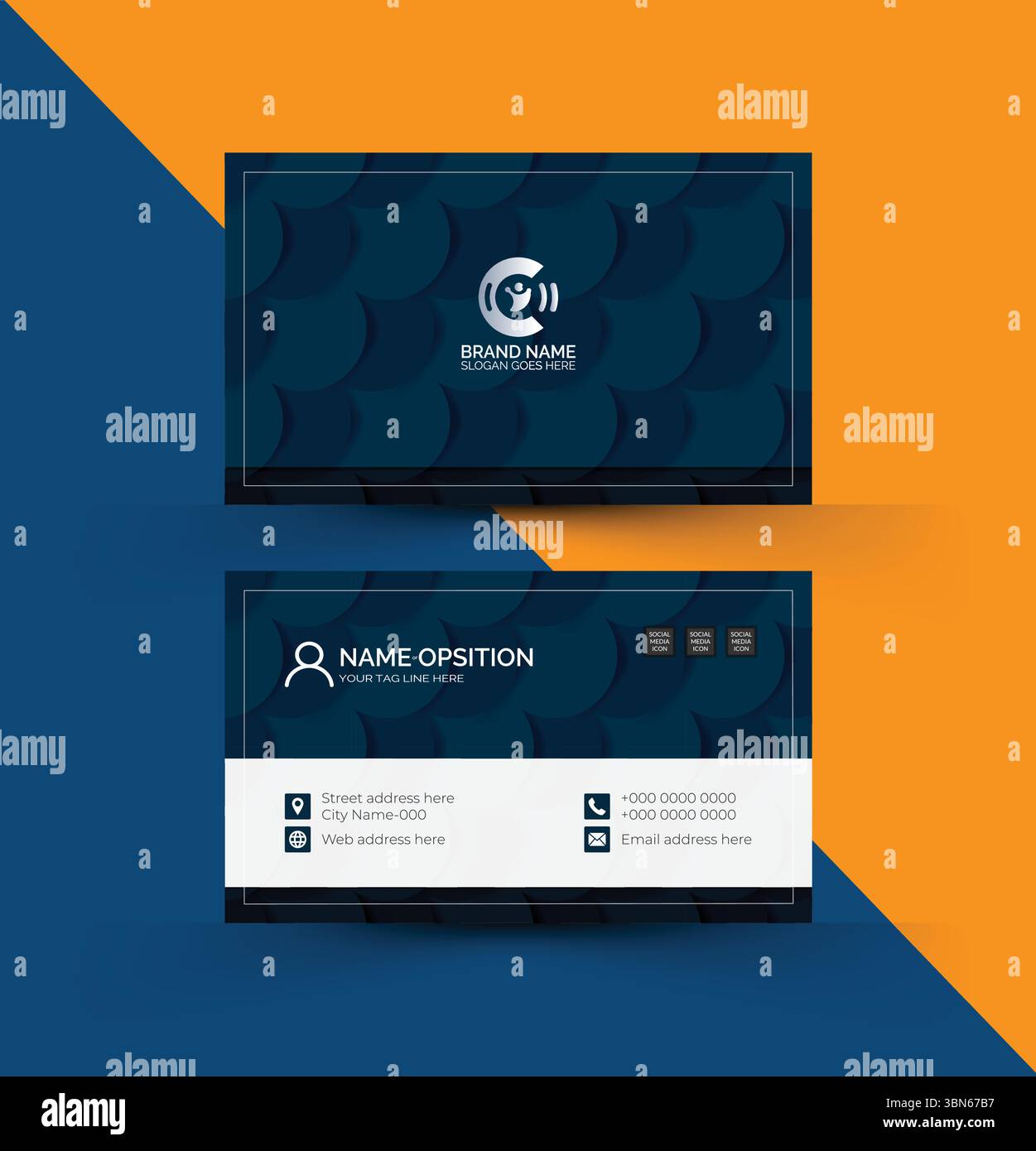 Modèle de conception vectorielle de carte de visite créative double face Illustration de Vecteur