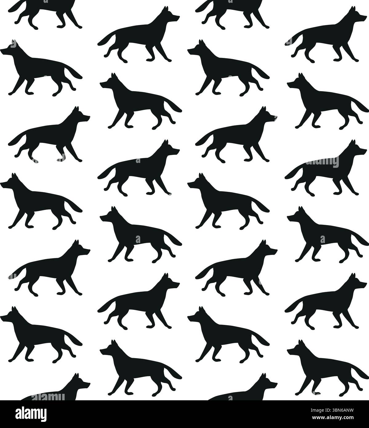 Modèle sans couture de vecteur de silhouette de chien de berger Illustration de Vecteur