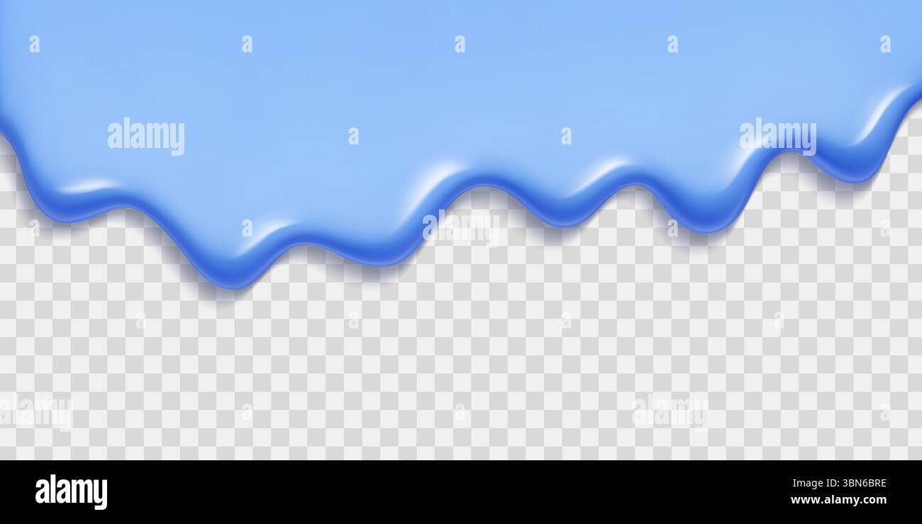 Crème glacée bleue fondue avec des bords coulants - liquide brillant goutte à goutte sur la couche transparente. Illustration de Vecteur