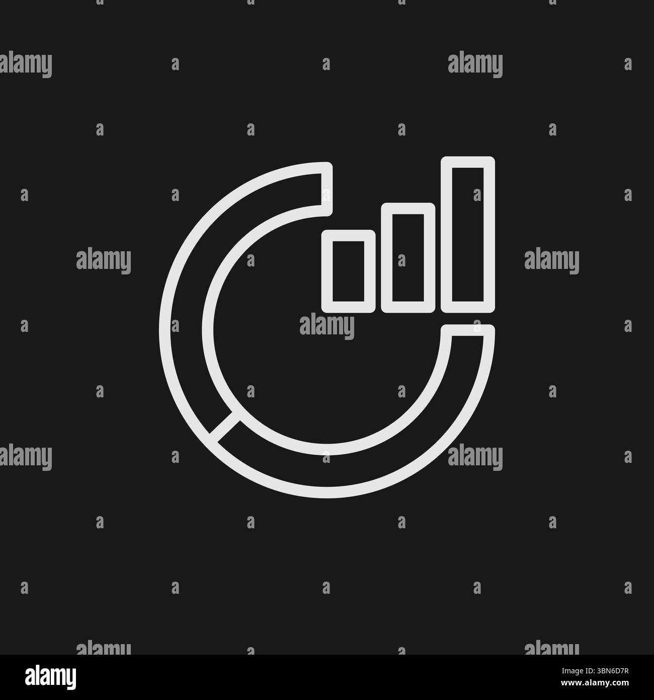 Icône de tableau de bord d'analyse de données et de veille stratégique avec graphiques à barres et circulaires pour les rapports de performance Illustration de Vecteur