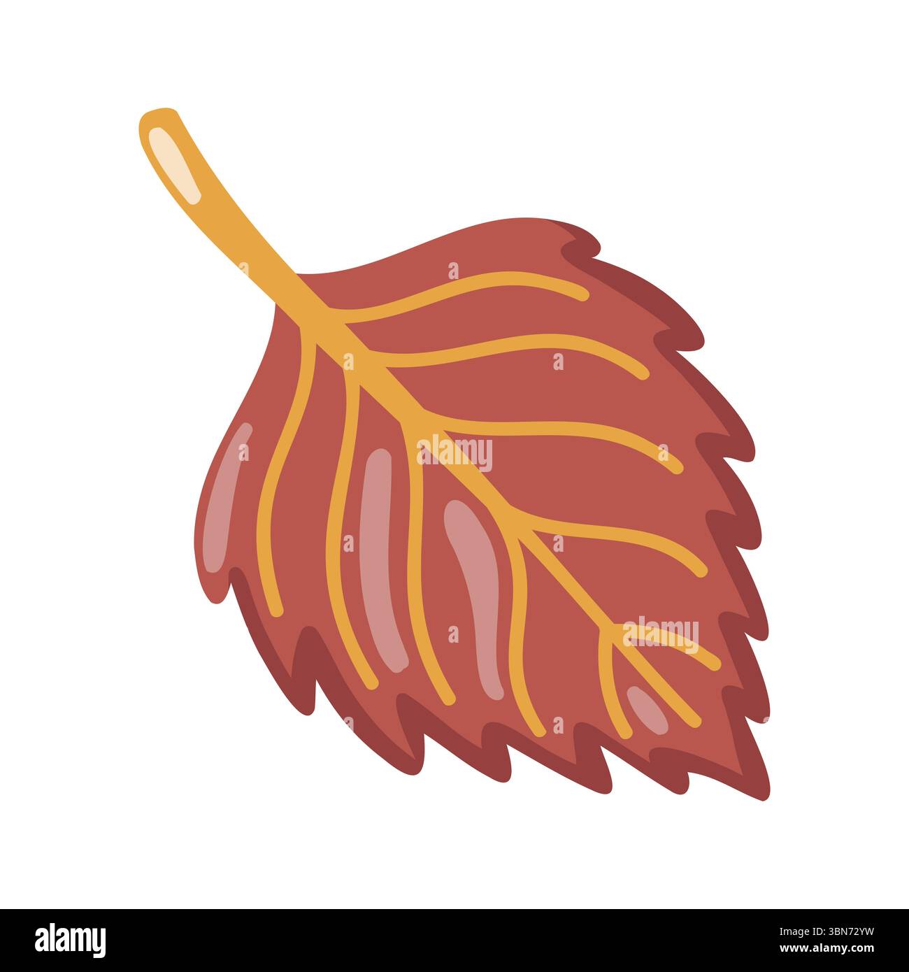 Feuille d'automne de bouleau rouge. Accessoire pour la saison d'automne. Objet d'automne chaud. Illustration vectorielle de dessin animé sur fond blanc. Illustration de Vecteur