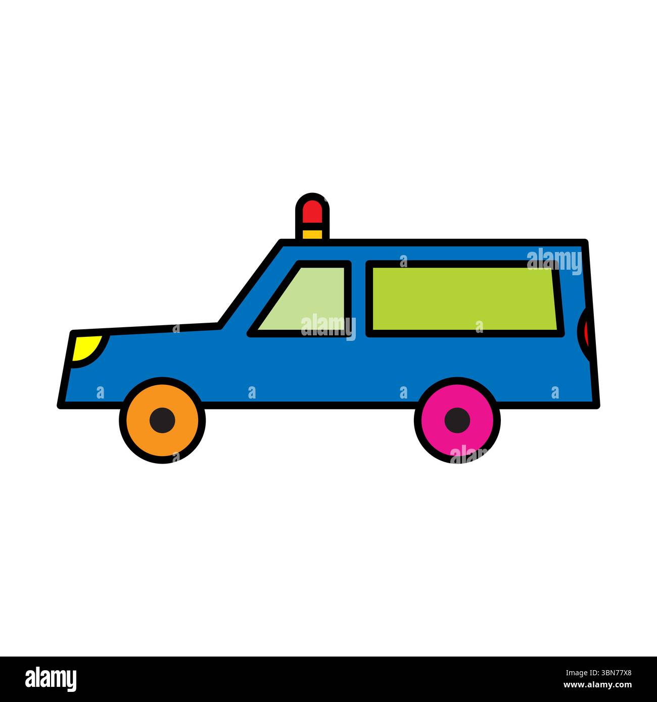 illustration vectorielle d'icône de voiture de police de dessin animé bleu Illustration de Vecteur