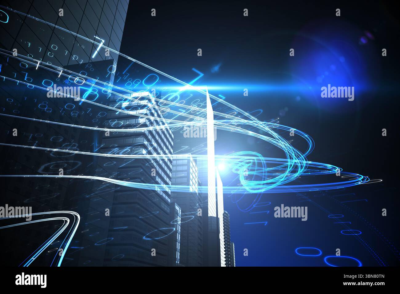 Lumière bleue au dessus des gratte-ciel Banque D'Images