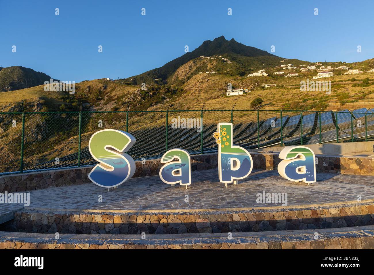 Saba, à l'arrivée à l'aéroport, petites Antilles Banque D'Images
