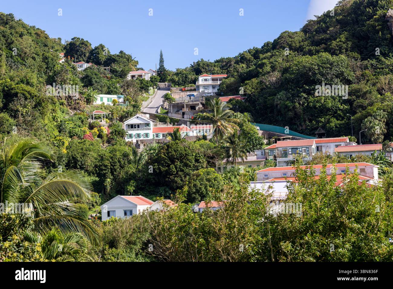 Vue de Windwardside sur l'île caribéenne de Saba, petites Antilles Banque D'Images