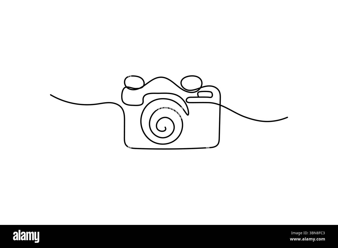 L'appareil photo dessine par un dessin au trait sur un fond blanc de conception de ligne continue ligne unique icône vectorielle Illustration de Vecteur