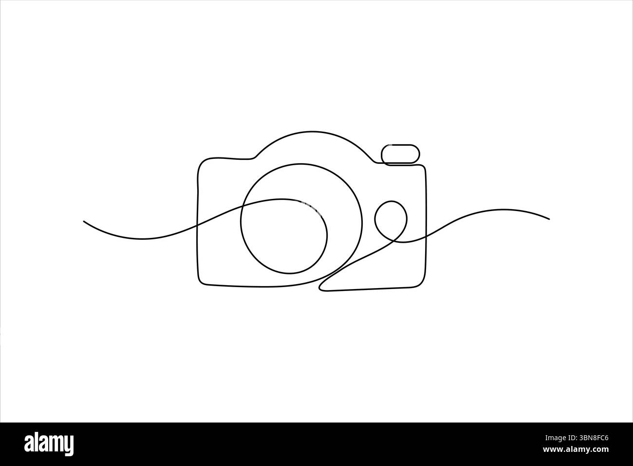 L'appareil photo dessine par un dessin au trait sur un fond blanc de conception de ligne continue ligne unique icône vectorielle Illustration de Vecteur