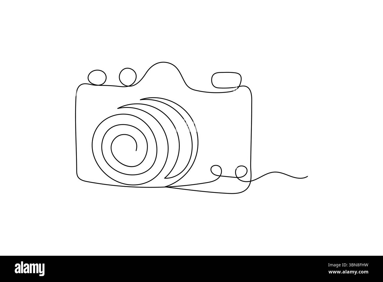L'appareil photo dessine par un dessin au trait sur un fond blanc de conception de ligne continue ligne unique icône vectorielle Illustration de Vecteur