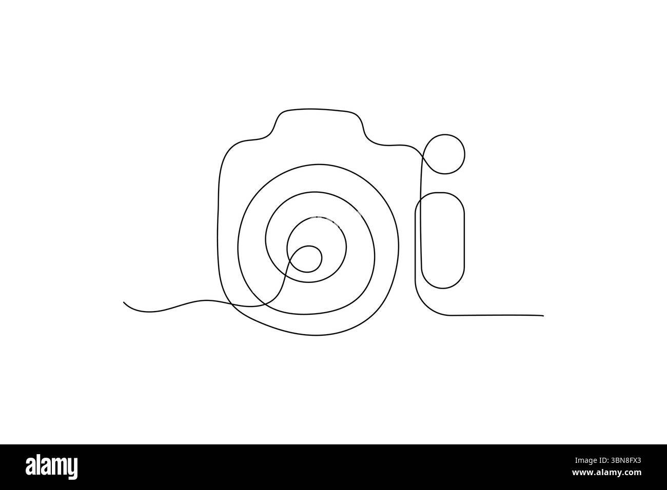 L'appareil photo dessine par un dessin au trait sur un fond blanc de conception de ligne continue ligne unique icône vectorielle Illustration de Vecteur