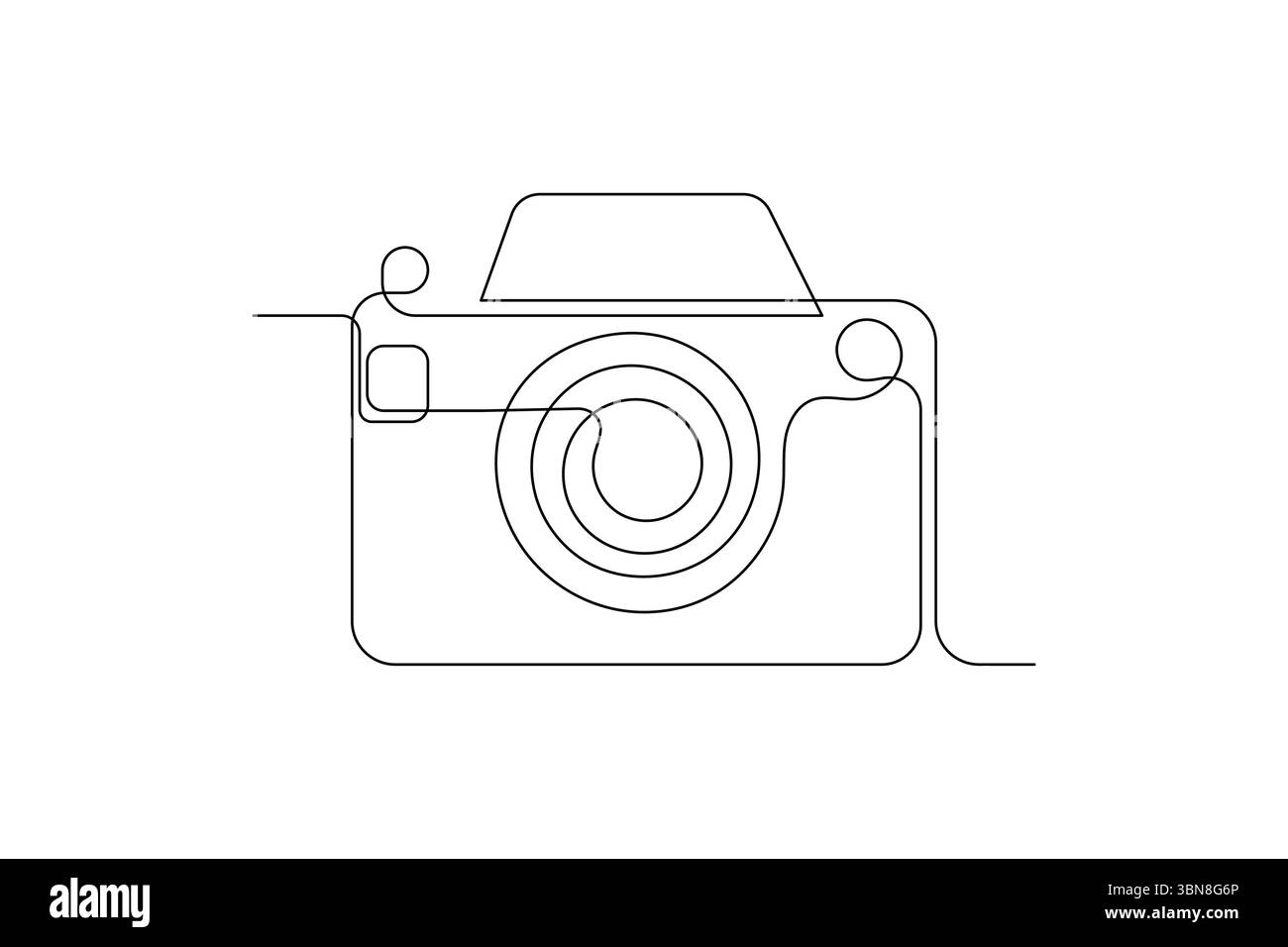 L'appareil photo dessine par un dessin au trait sur un fond blanc de conception de ligne continue ligne unique icône vectorielle Illustration de Vecteur