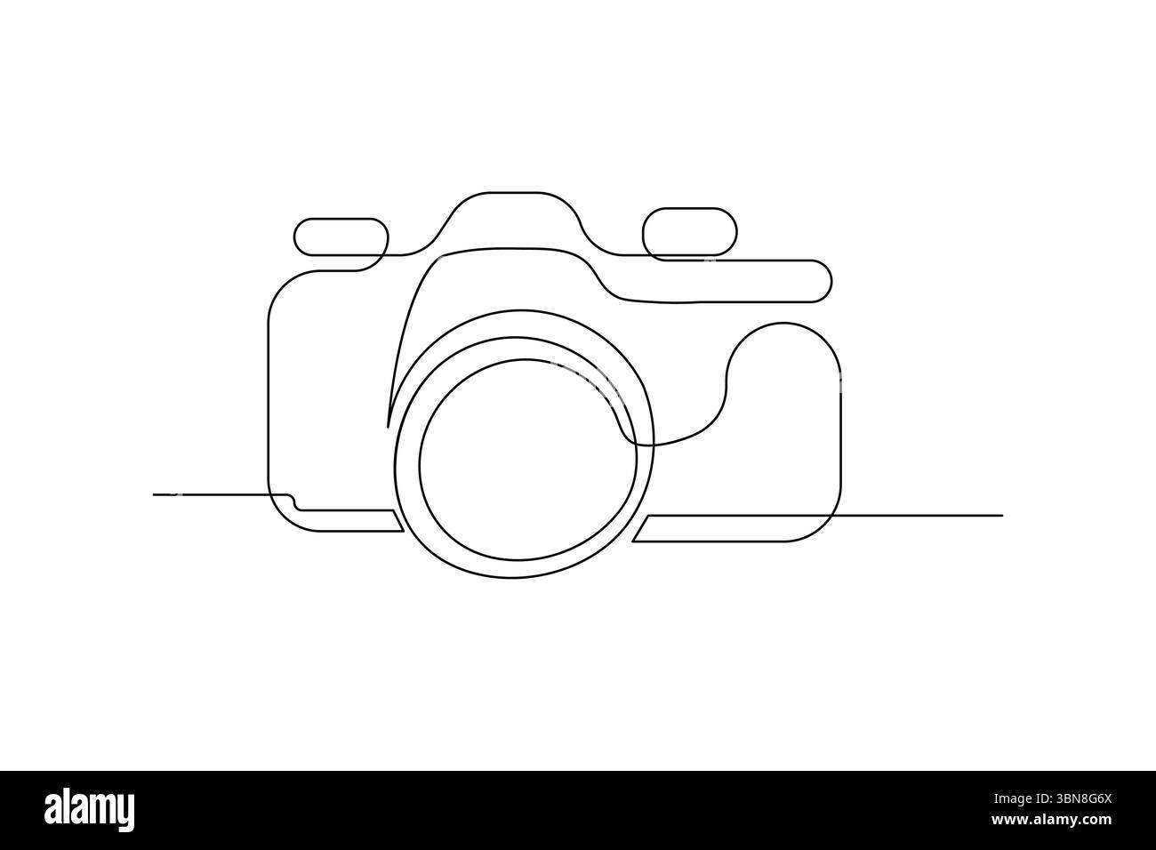 L'appareil photo dessine par un dessin au trait sur un fond blanc de conception de ligne continue ligne unique icône vectorielle Illustration de Vecteur