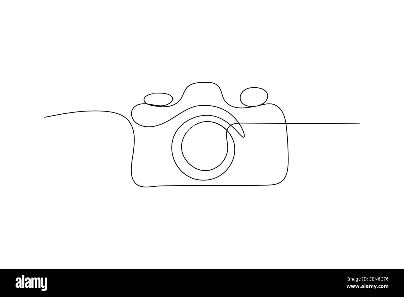 L'appareil photo dessine par un dessin au trait sur un fond blanc de conception de ligne continue ligne unique icône vectorielle Illustration de Vecteur