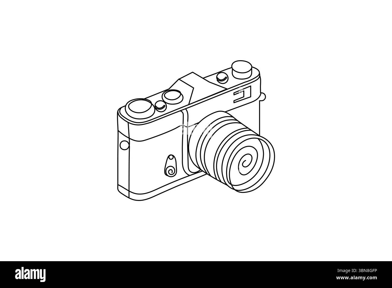 L'appareil photo dessine par un dessin au trait sur un fond blanc de conception de ligne continue ligne unique icône vectorielle Illustration de Vecteur