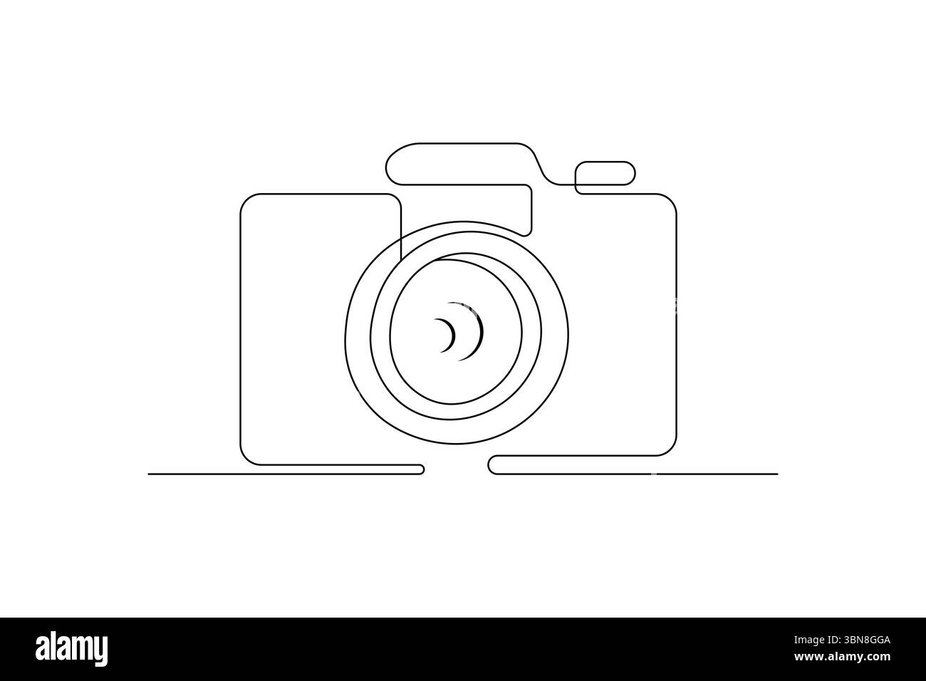 L'appareil photo dessine par un dessin au trait sur un fond blanc de conception de ligne continue ligne unique icône vectorielle Illustration de Vecteur