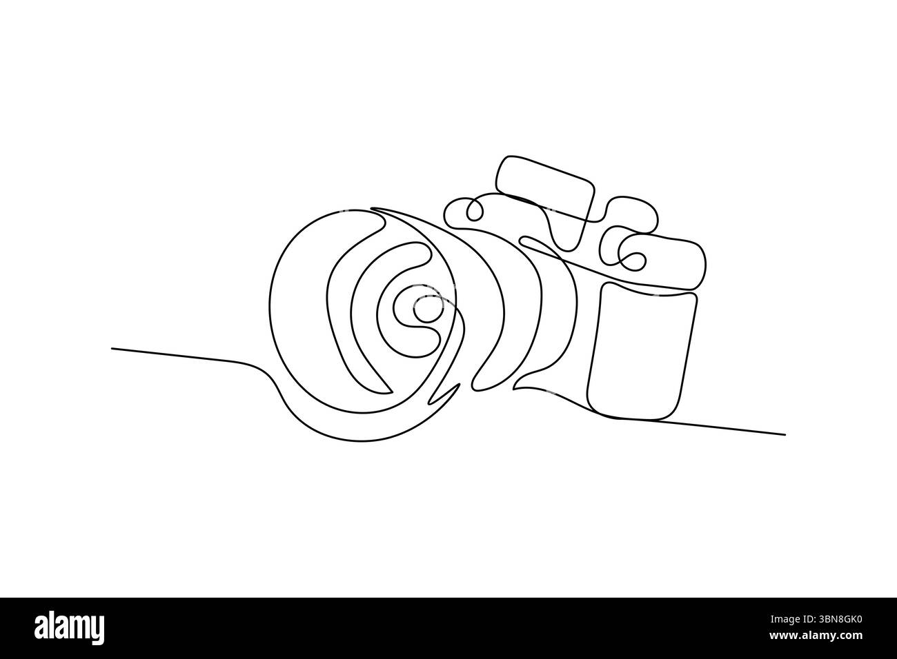 L'appareil photo dessine par un dessin au trait sur un fond blanc de conception de ligne continue ligne unique icône vectorielle Illustration de Vecteur