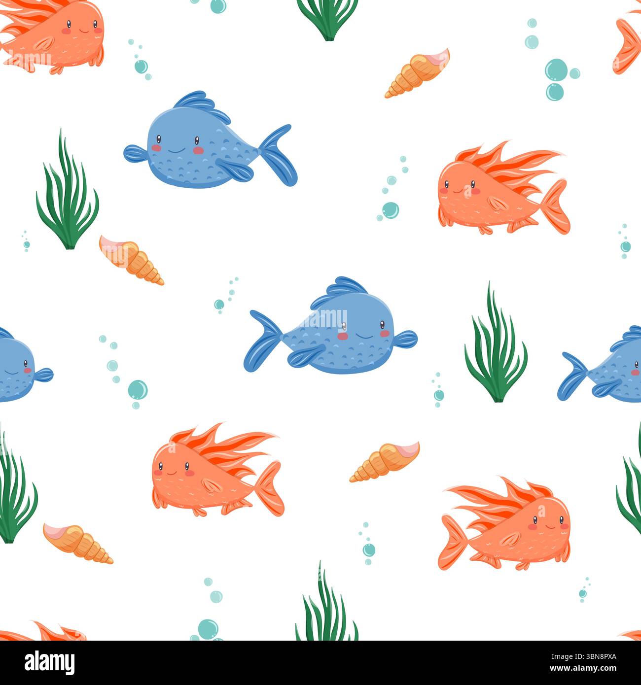 Modèle sans couture avec poissons orange et bleu Illustration de Vecteur