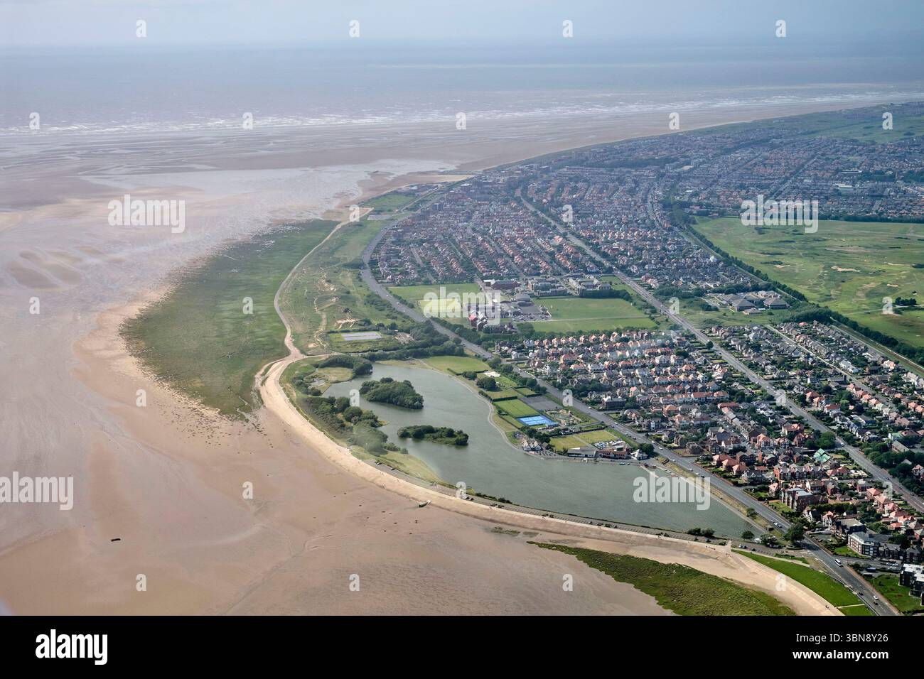 Vue aérienne de Lytham St Annes et du lac Fairhaven, au nord-ouest de l'Angleterre, au Royaume-Uni Banque D'Images