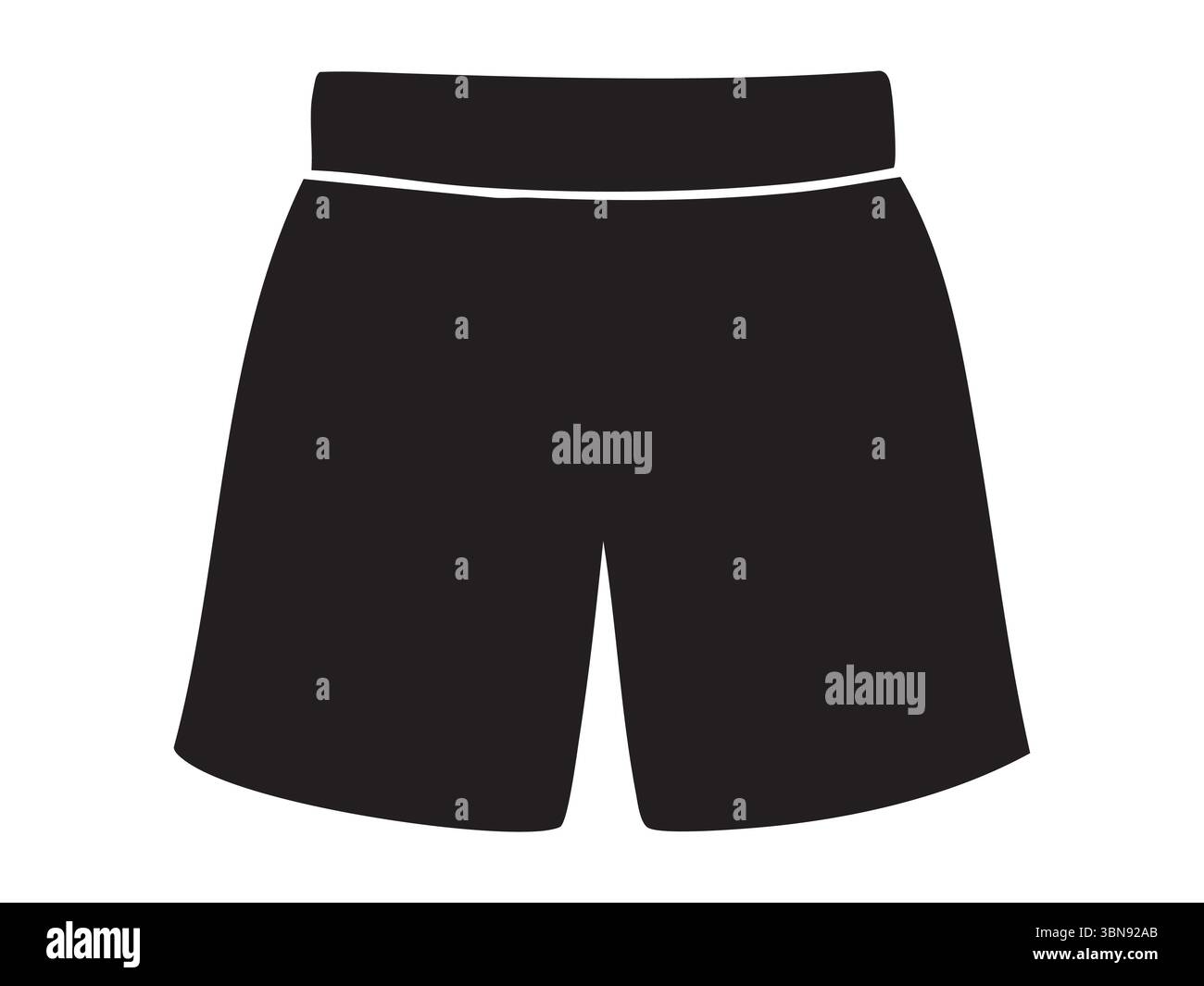 Silhouette noire de short de boxe isolé sur fond blanc, illustration graphique. concept de vêtements de boxe, vêtements de sport, icône, logo, elemen de conception Illustration de Vecteur