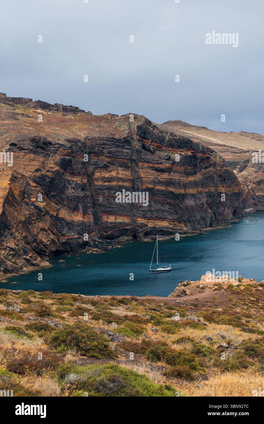 Route de randonnée Ponta de San Lorenzo sur l'île de Madère. Loisirs actifs et trekking à Madère. Banque D'Images