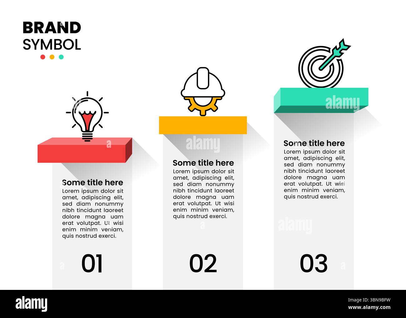 Modèle d'infographie avec icônes et 3 options ou étapes. Escaliers. Peut être utilisé pour la mise en page de flux de travail, bannière, diagramme, webdesign. Illustration vectorielle Illustration de Vecteur