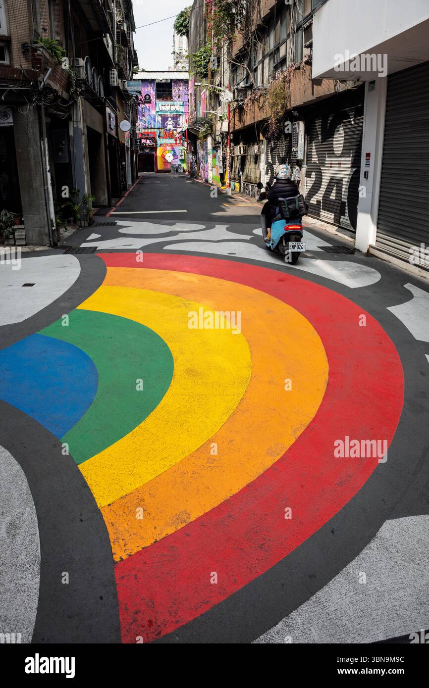 Murale dans le quartier America Street de Taipei, Taiwan Banque D'Images