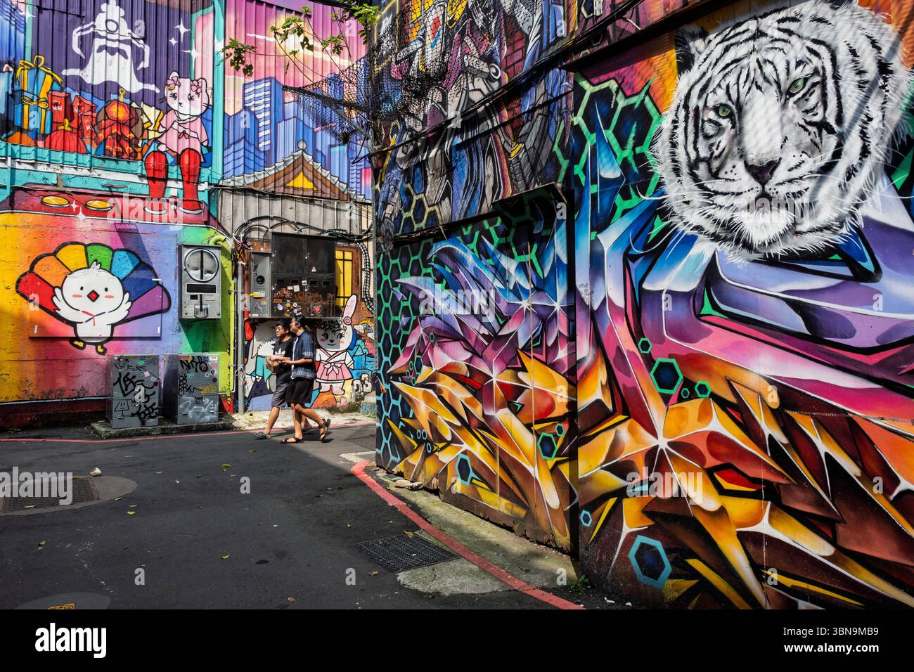 Murale dans le quartier America Street de Taipei, Taiwan Banque D'Images