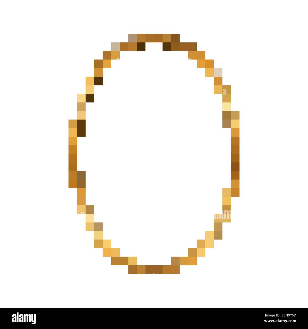 Cadre ovale pixel mosaïque avec tons or pour des projets de design rétro et nostalgique Illustration de Vecteur