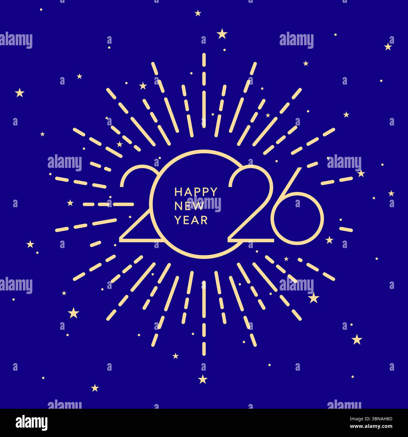 Carte de voeux 2026, affiche de bonne année, feux d'artifice en or Illustration de Vecteur