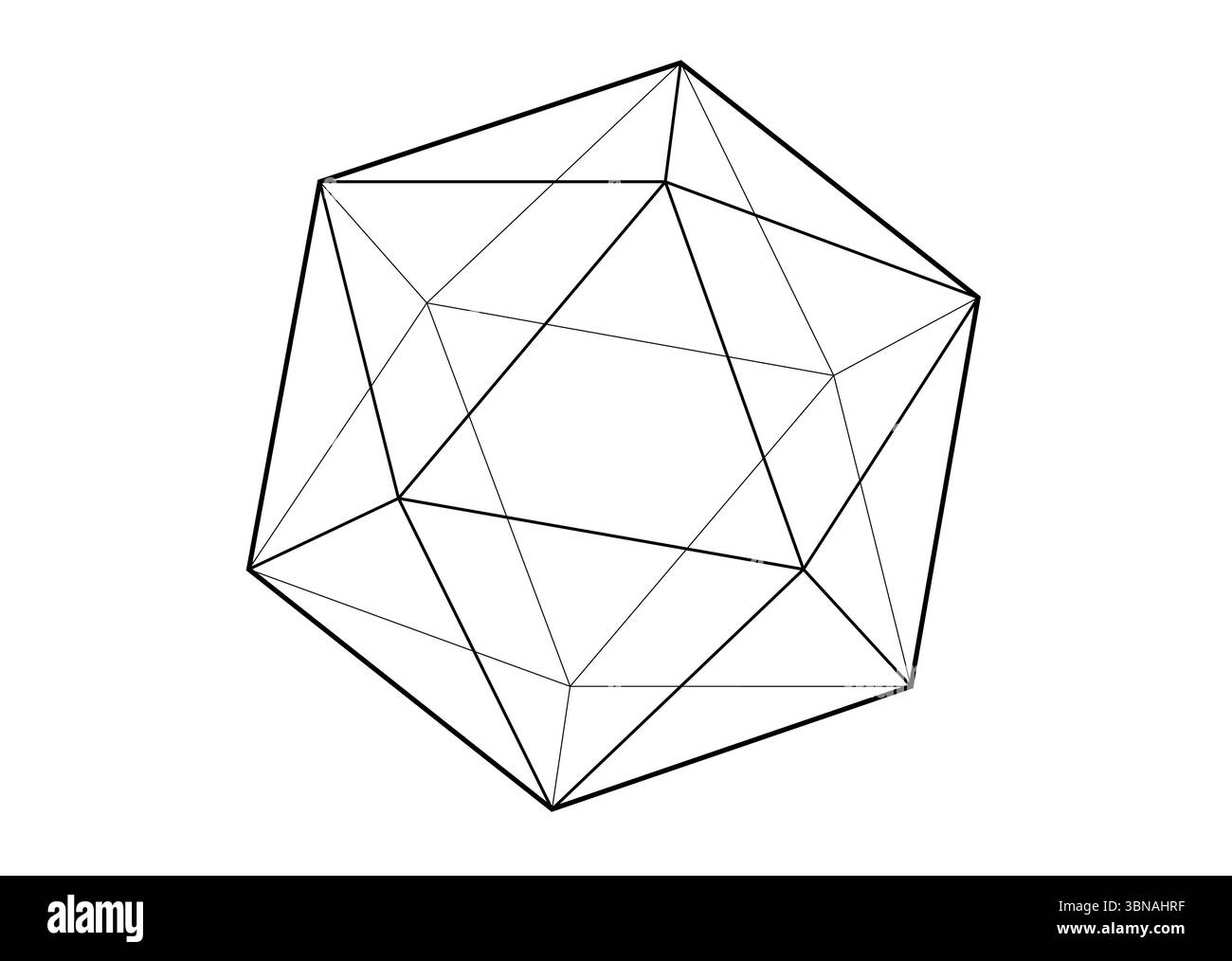 Modèle 3D de forme icosaèdre, illustration vectorielle solide platonique isolé sur un fond blanc Illustration de Vecteur