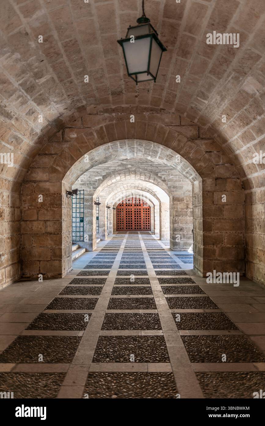 Couloir voûté dans le Palais Royal de la Almudaina - 4200 Banque D'Images