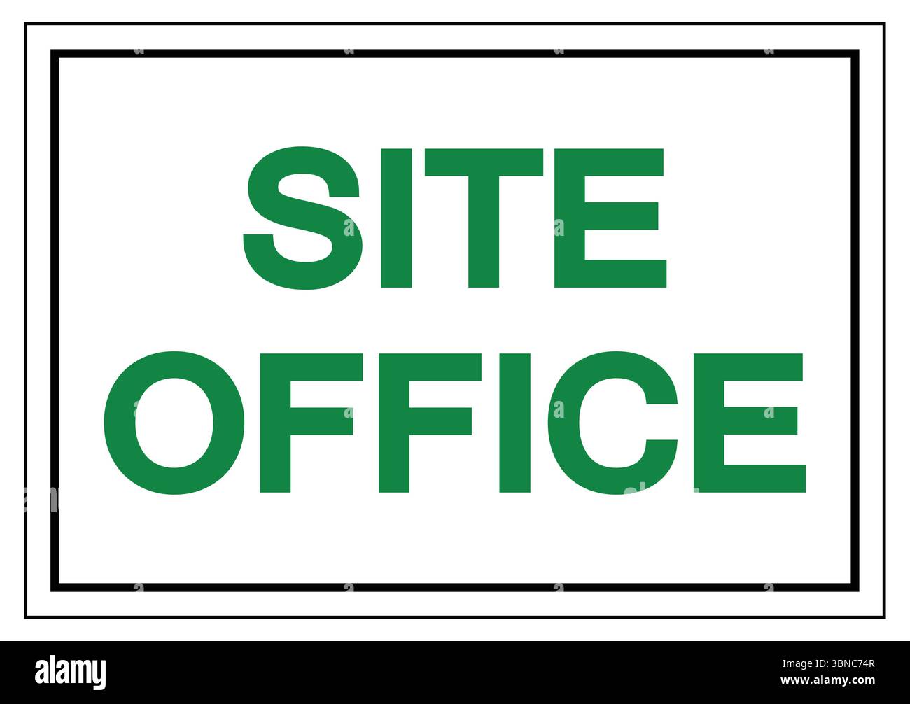 Signalisation claire indiquant l'emplacement du bureau du site en lettres vertes gras Illustration de Vecteur