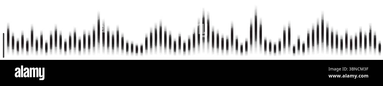 Ondes sonores en demi-teintes noires circulant sur un fond blanc. Parfait pour la musique, les podcasts, les dictaphones, les messages vocaux et les conceptions de médias sociaux. Illustration de Vecteur