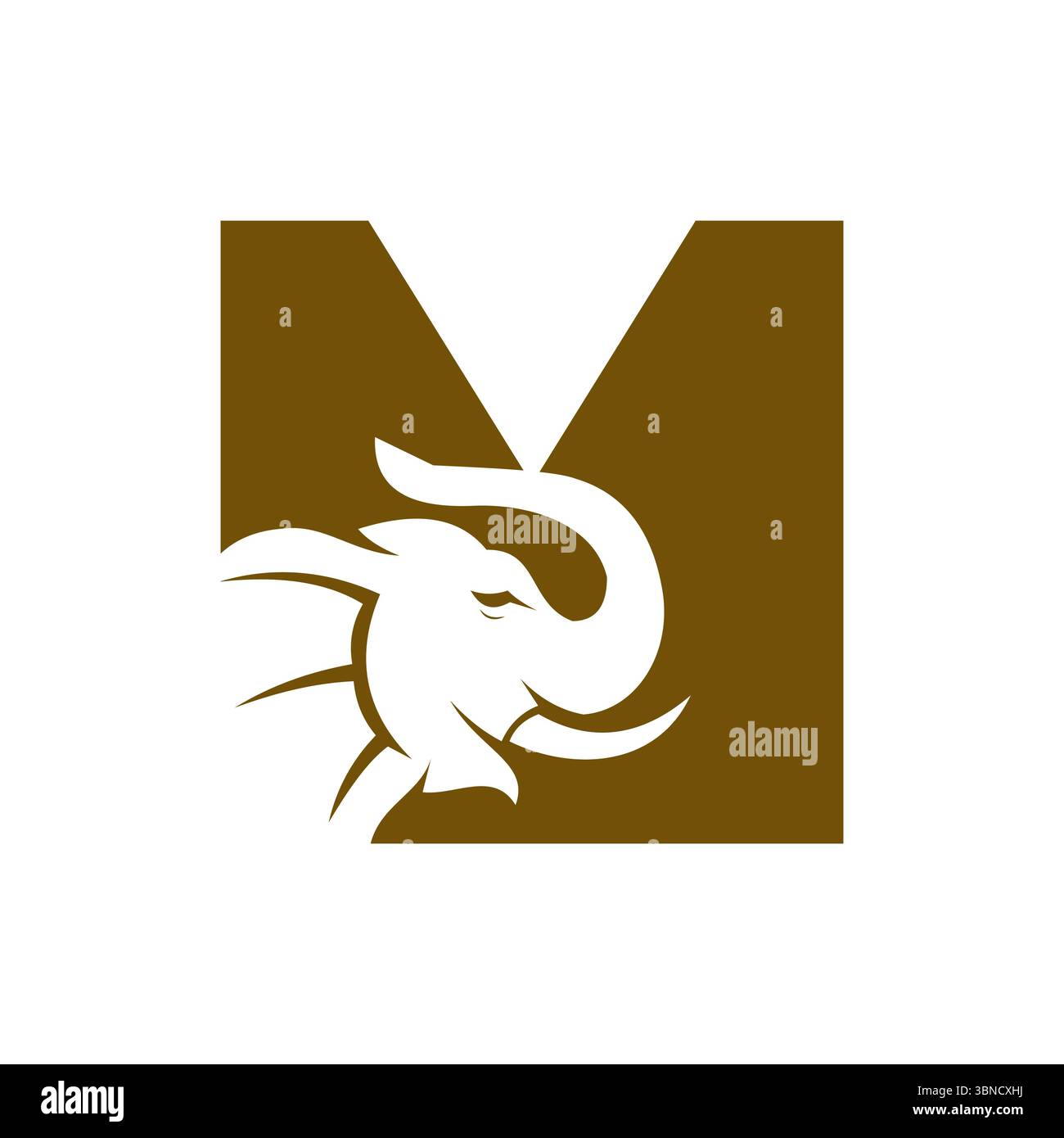 Logo éléphant lettre M Modèle vectoriel minimal de symbole éléphant Illustration de Vecteur