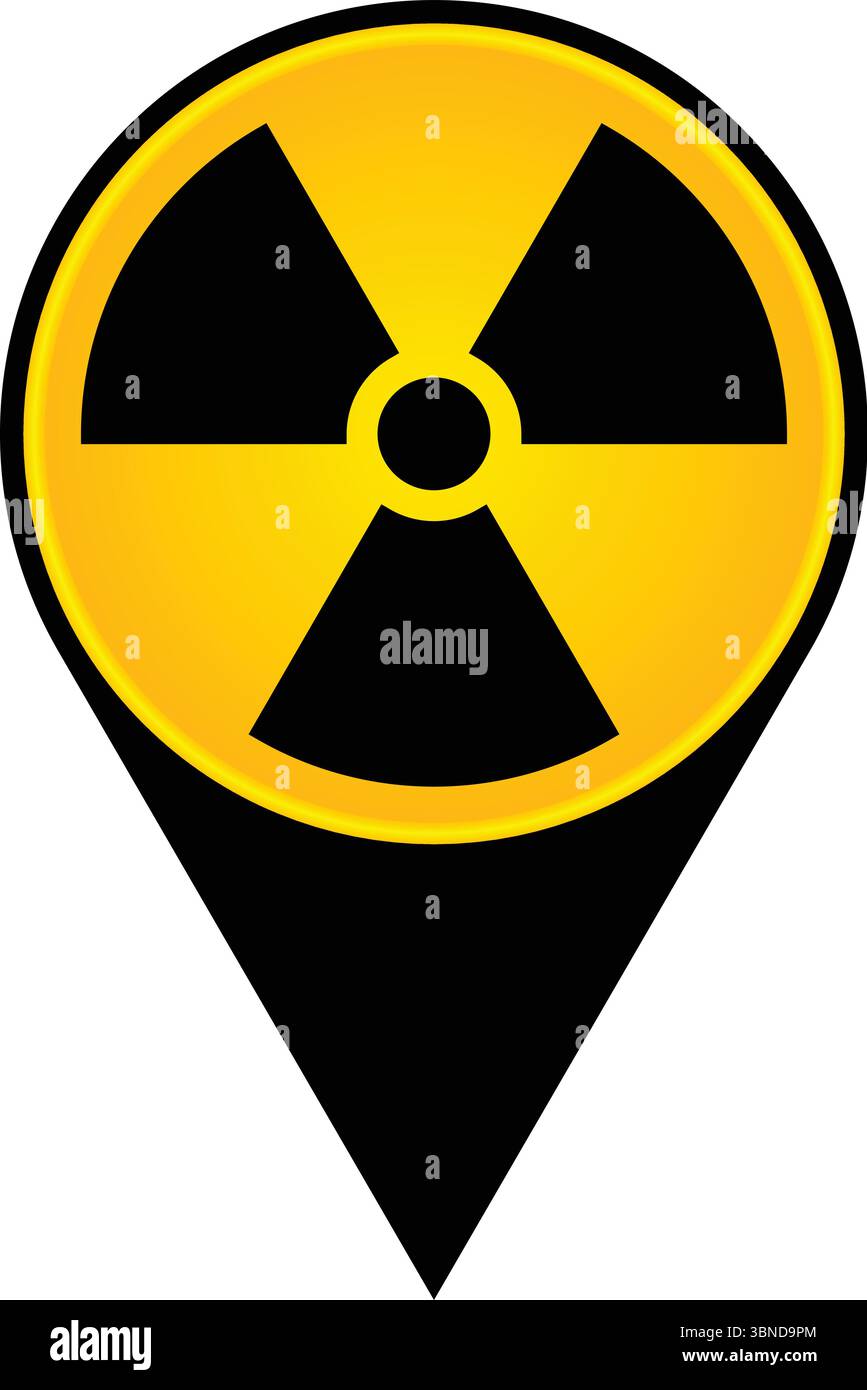 icône de pointeur radioactif et nucléaire isolé sur blanc, illustration vectorielle. Illustration de Vecteur