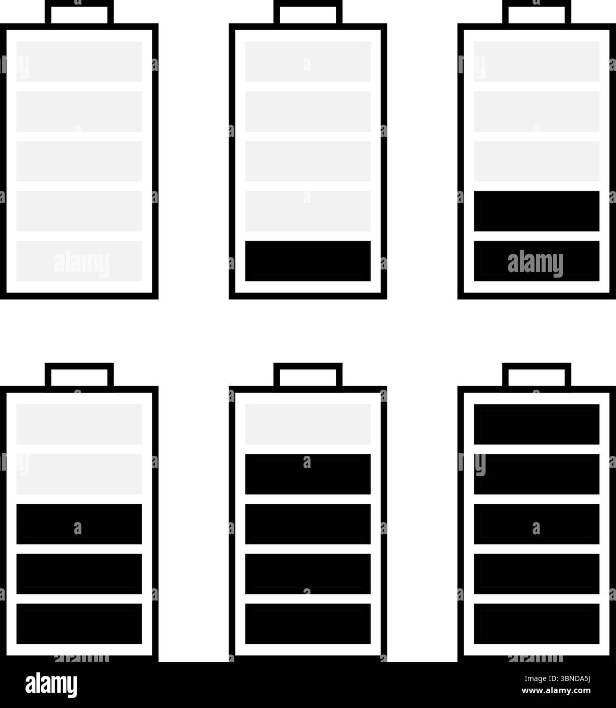 ensemble noir et blanc d'icône de batterie isolé sur blanc. Illustration de Vecteur