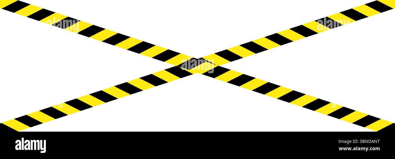 ruban noir et jaune de zone contrôlée croisé sur blanc. Illustration de Vecteur