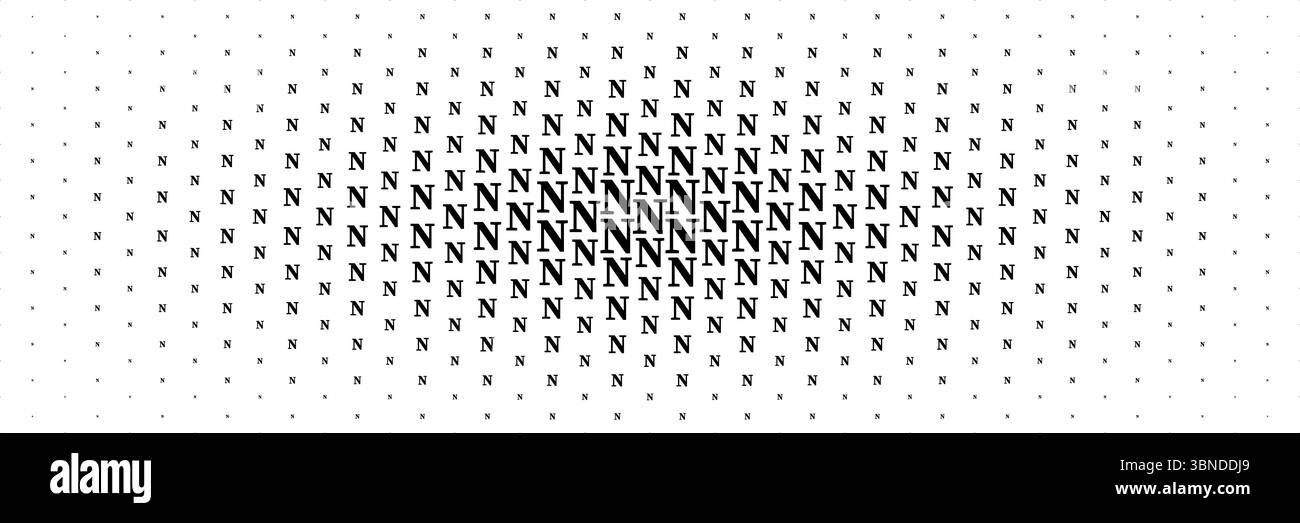 demi-teinte horizontale de la lettre n majuscule noire s'étendant à partir du centre pour le motif et l'arrière-plan. Illustration de Vecteur