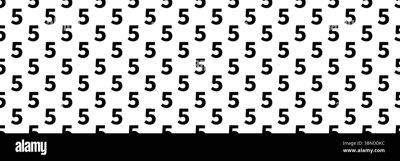 fond de motif noir numéro cinq horizontal sans couture sur blanc. Illustration de Vecteur