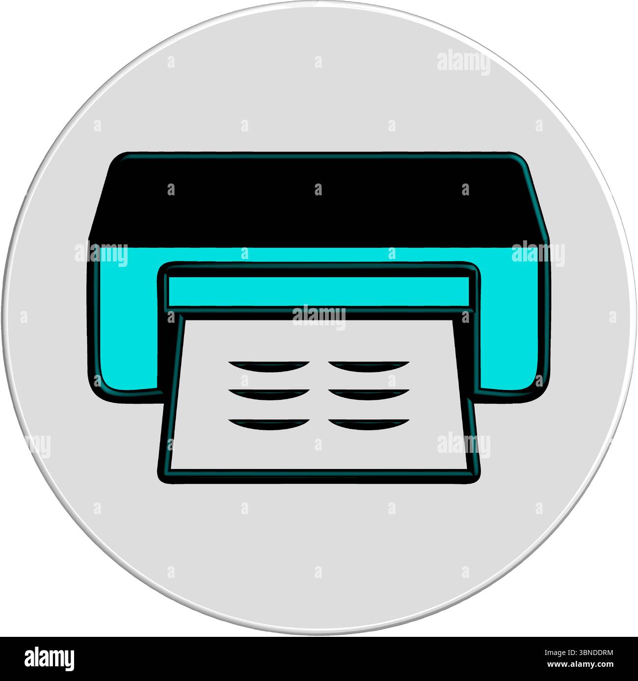 Icône d'imprimante - vecteur d'impression de documents turquoise et noir Illustration de Vecteur