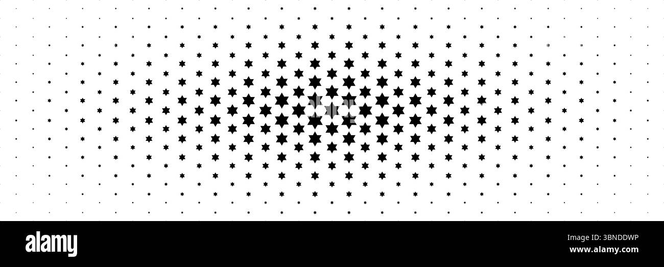 demi-teinte horizontale de l'étoile noire à six angles répartis à partir du centre pour le motif et l'arrière-plan. Illustration de Vecteur